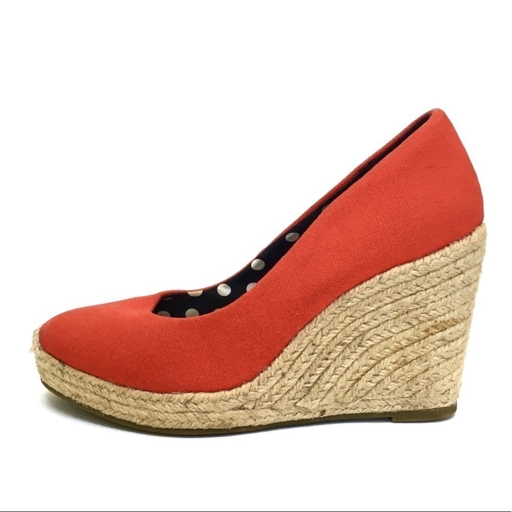 Merona Red Canvas Jute Espadrille Wedge Heel, Size 7.5
